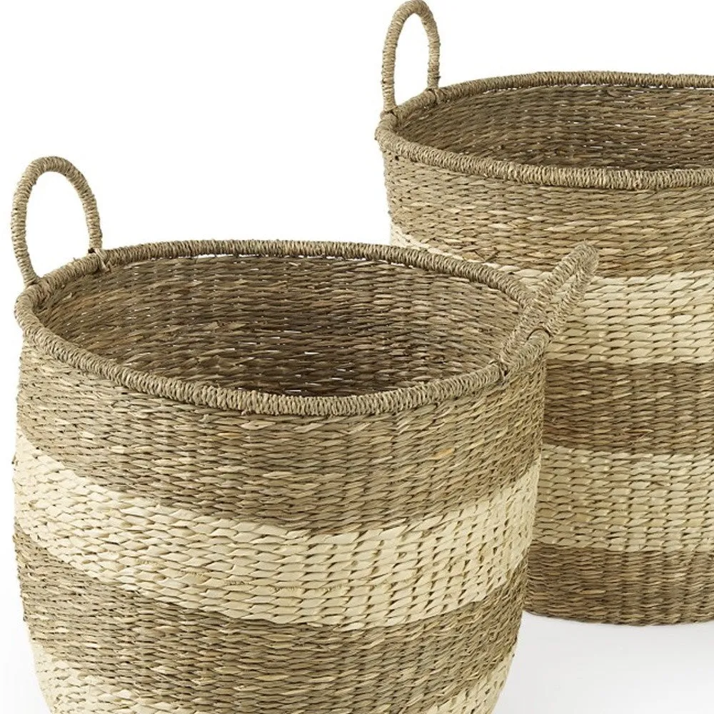 Set of Two 18" Brown Wicker Baskets