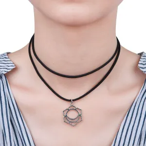 Sexy Sparkles Velvet Suede Double Layer Chakra Choker Energy Necklace for Women Girls (B:Swadisthana /Svadhisthana)