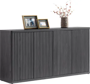 SICOTAS Buffet Cabinet with Storage Accent Sideboard with 4 Doors 66.3" Wide Fluted Credenza Modern Buffet Table Media Console Cabinet Entryway Cabinets for Living Room Kitchen Dining Room Hallway