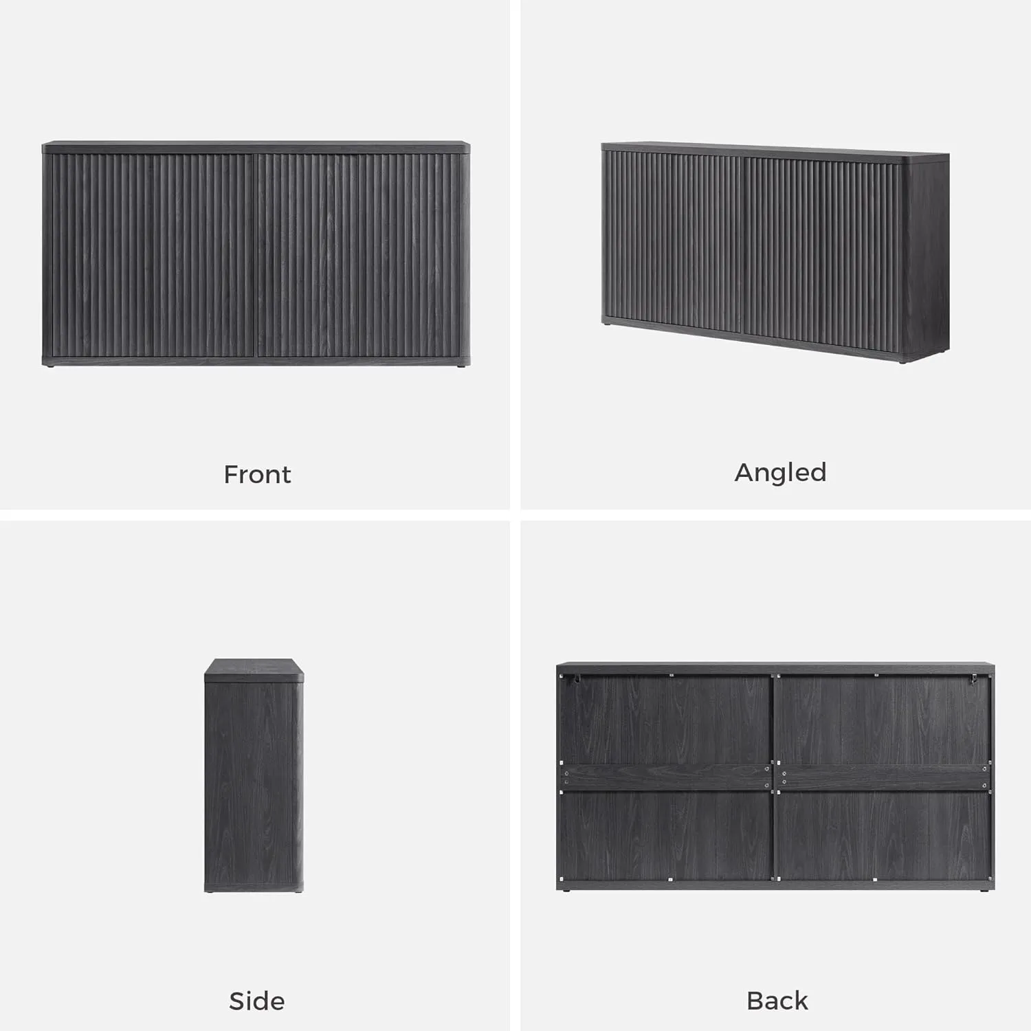 SICOTAS Buffet Cabinet with Storage Accent Sideboard with 4 Doors 66.3" Wide Fluted Credenza Modern Buffet Table Media Console Cabinet Entryway Cabinets for Living Room Kitchen Dining Room Hallway