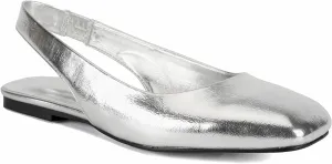 SIFINELAR Women Metallic Gold Square Toe Slingback Flats Shoes Comfort Slip On Casual Office Pumps Shoes