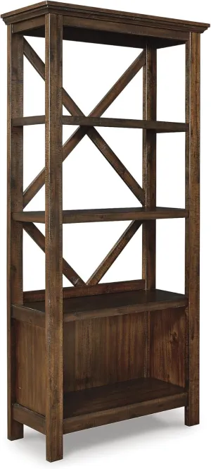 Signature Design by Ashley Baldridge Rustic 78" Bookcase with 4 Shelves, Distressed Brown