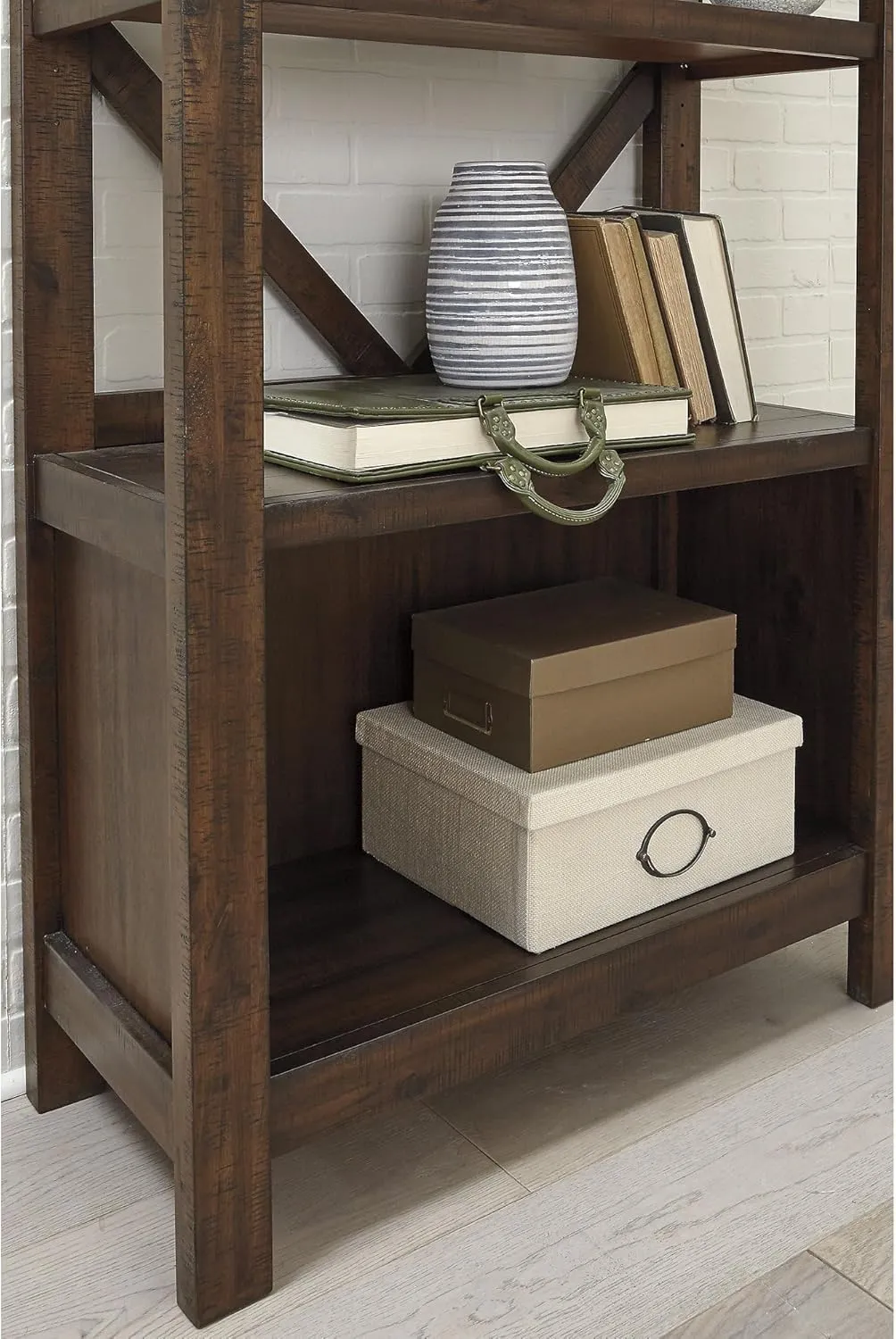 Signature Design by Ashley Baldridge Rustic 78" Bookcase with 4 Shelves, Distressed Brown