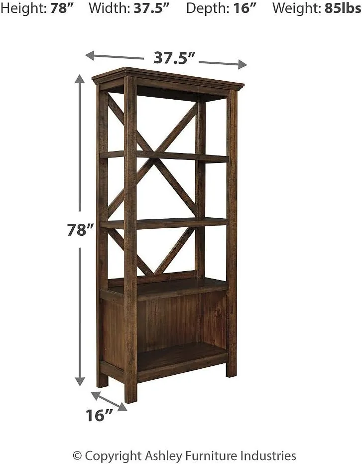 Signature Design by Ashley Baldridge Rustic 78" Bookcase with 4 Shelves, Distressed Brown