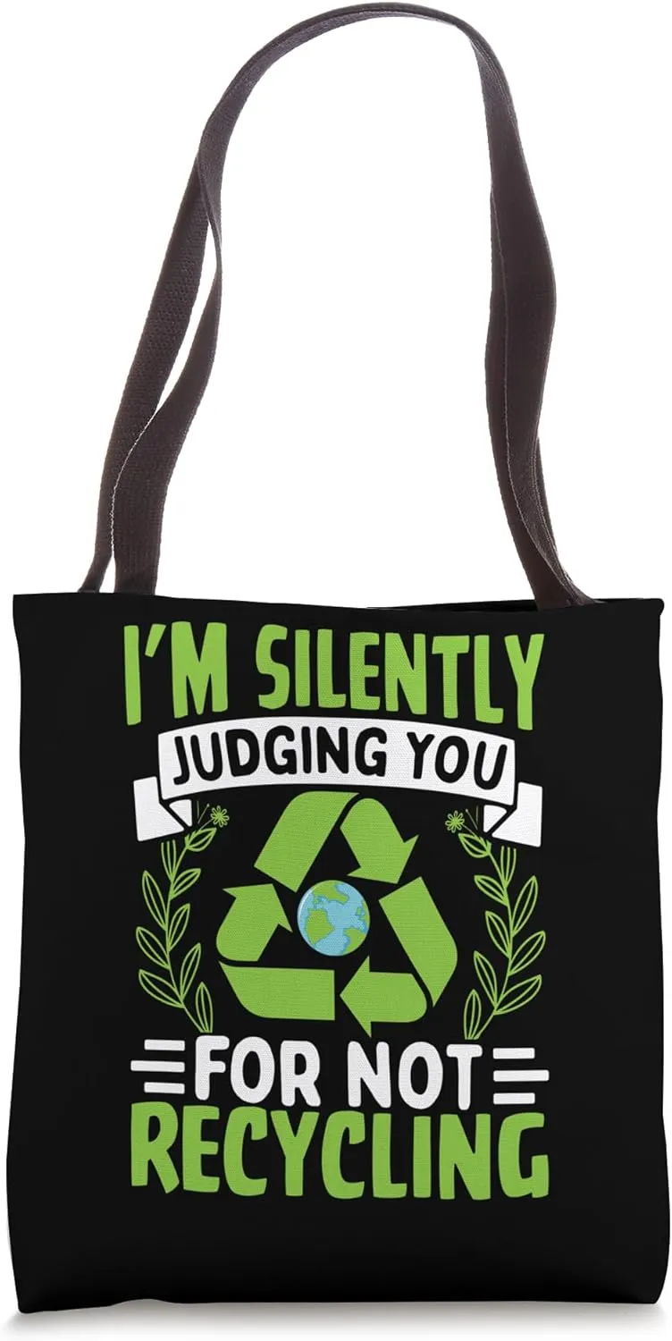 Silent Judgment Eco-Friendly Recycling Earth Day Tote Bag