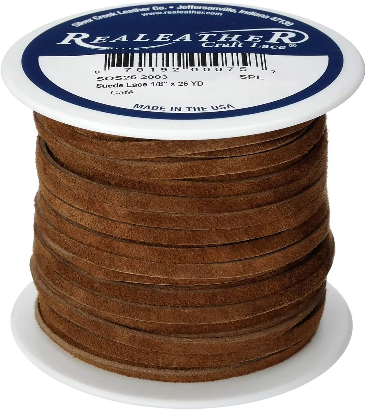 Silver Creek Leather Co Realeather SOS25-2003 Suede Leather Lace for Crafts and Jewelry Making, 0.125" x 25', Dark Brown, 1-Spool