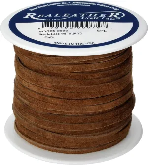 Silver Creek Leather Co Realeather SOS25-2003 Suede Leather Lace for Crafts and Jewelry Making, 0.125" x 25', Dark Brown, 1-Spool