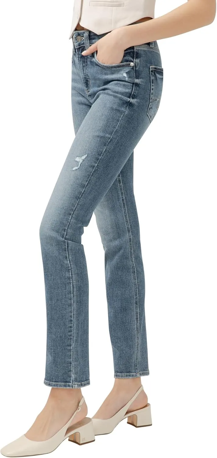 Silver Jeans Co. Women's Avery High Rise Curvy Fit Straight Leg Jeans