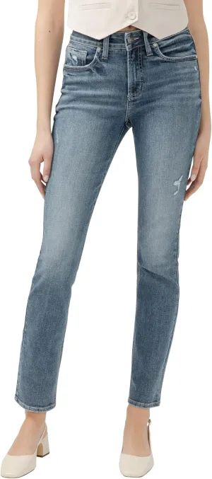 Silver Jeans Co. Women's Avery High Rise Curvy Fit Straight Leg Jeans
