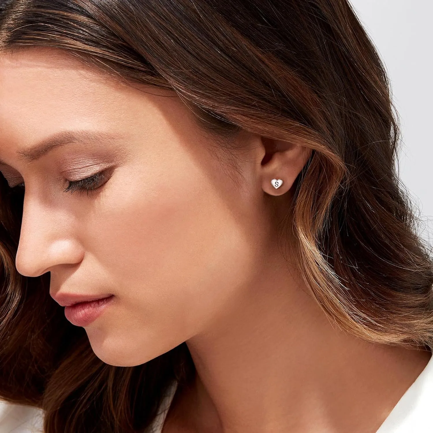 Silvora 925 Sterling Silver Heart Letter Stud Earrings for Women Initial Earring for Girls with Gift Packaging