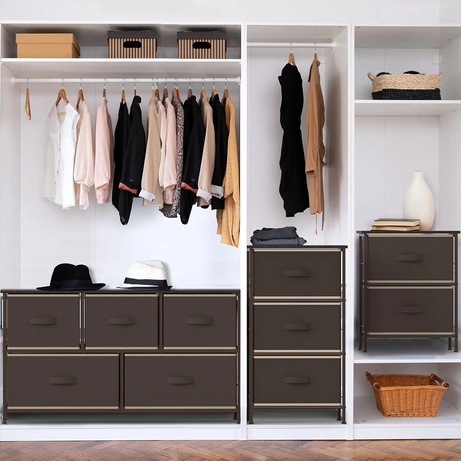 Simple Houseware Night Stand Dresser for Bedroom 2-Tier Organizer Drawer Storage Tower, Brown