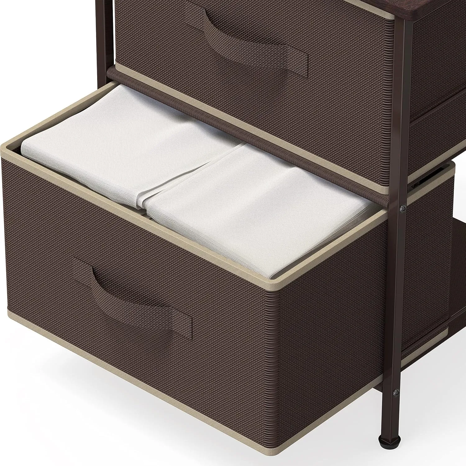 Simple Houseware Night Stand Dresser for Bedroom 2-Tier Organizer Drawer Storage Tower, Brown