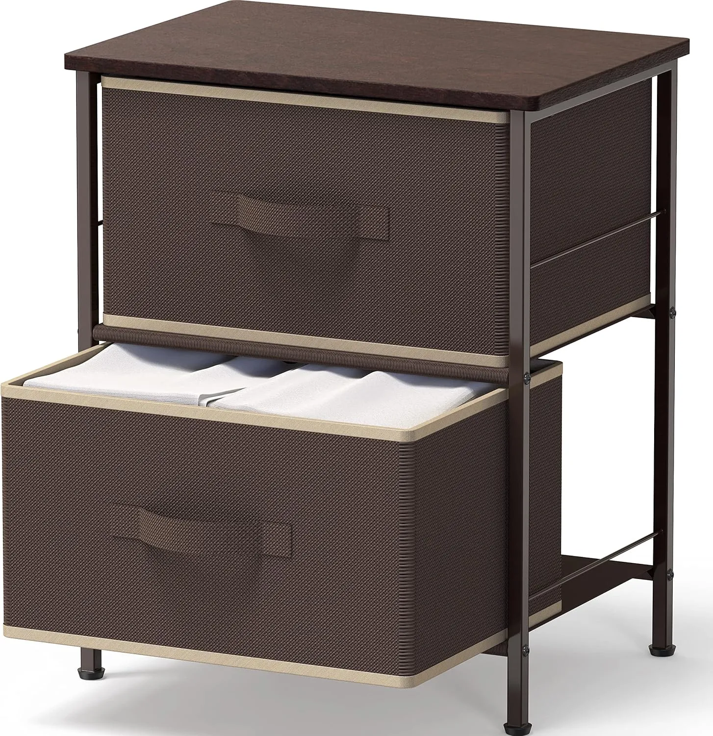 Simple Houseware Night Stand Dresser for Bedroom 2-Tier Organizer Drawer Storage Tower, Brown