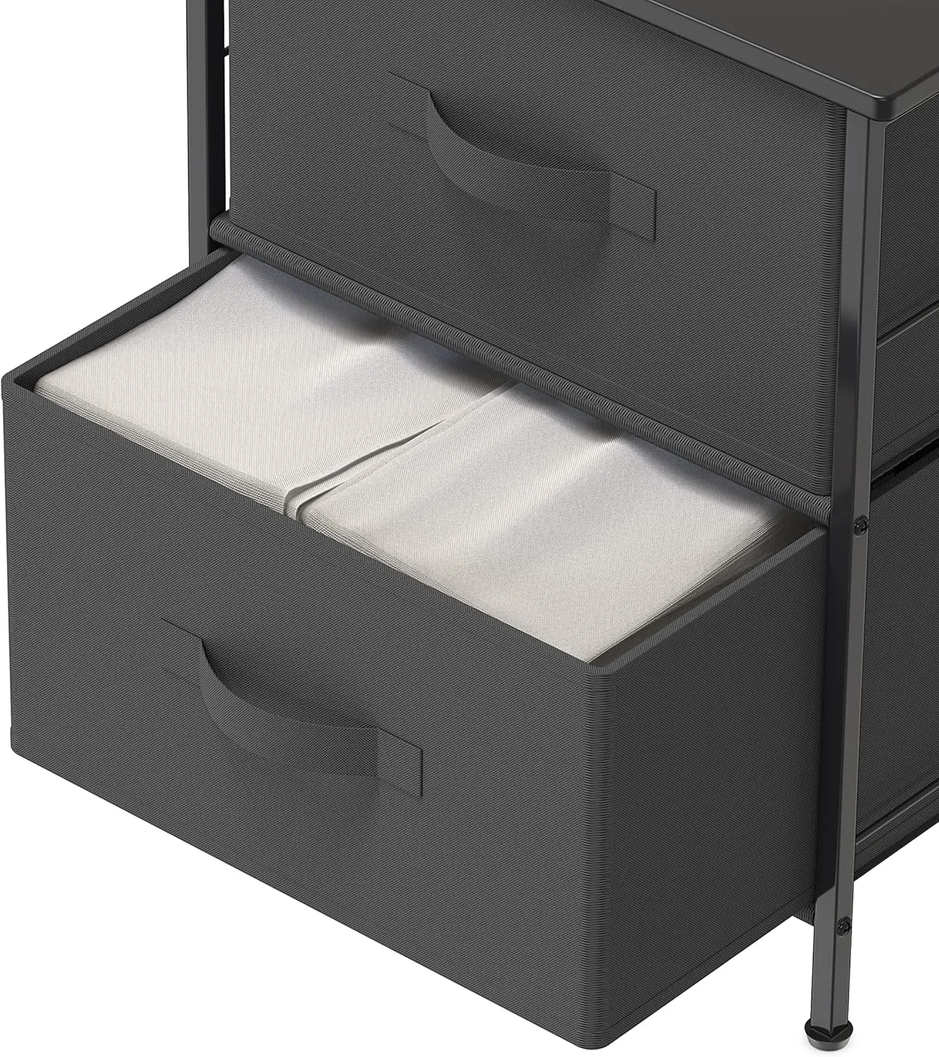 Simple Houseware Night Stands Dresser for Bedroom 2-Tier Organizer Drawer Storage Tower, Dark Grey