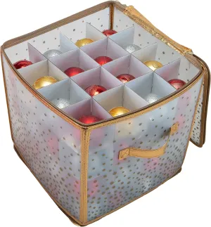 Simplify 64 Count Ornament Storage Box | Plastic | Decorative Organizer | Storage Bin | Gold | L12 x W12 x H12