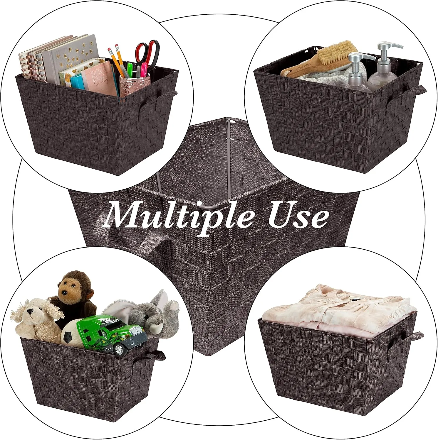 Simplify small Woven Strap Tote, Chocolate, small Tote