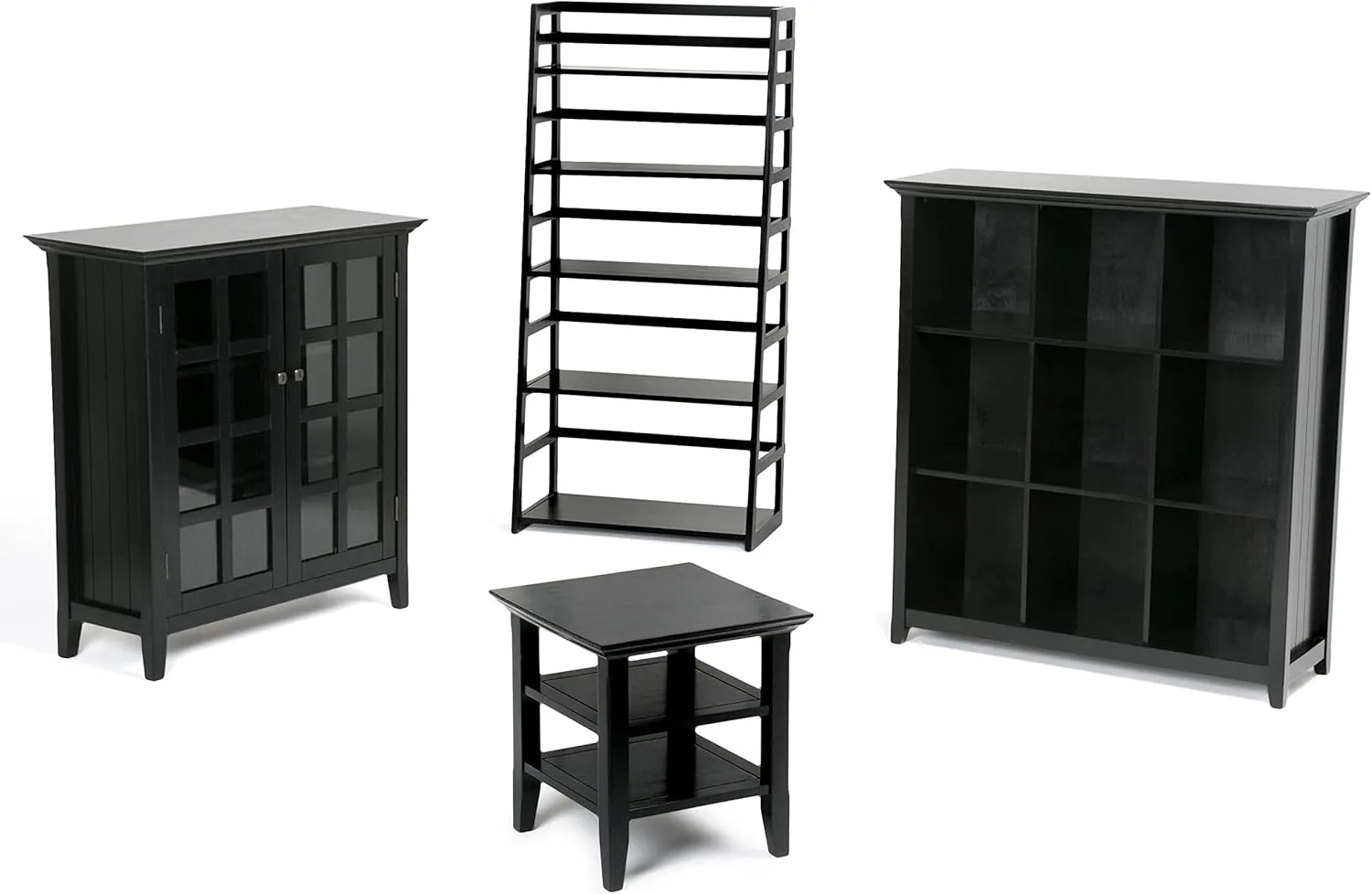 SIMPLIHOME Acadian SOLID WOOD 39 inch Wide Transitional Medium Storage Cabinet in Black for the Living Room, Entryway and Family Room