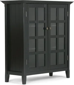 SIMPLIHOME Acadian SOLID WOOD 39 inch Wide Transitional Medium Storage Cabinet in Black for the Living Room, Entryway and Family Room