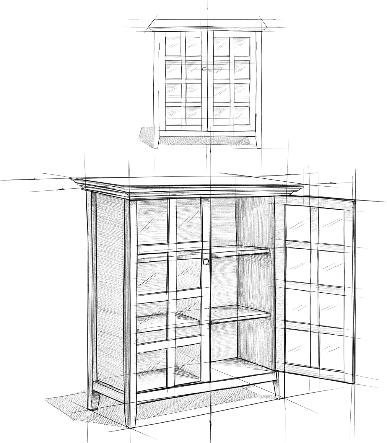 SIMPLIHOME Acadian SOLID WOOD 39 inch Wide Transitional Medium Storage Cabinet in Black for the Living Room, Entryway and Family Room