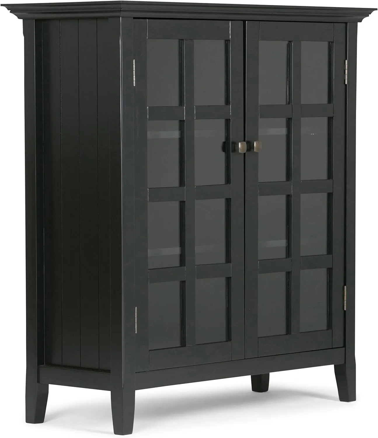 SIMPLIHOME Acadian SOLID WOOD 39 inch Wide Transitional Medium Storage Cabinet in Black for the Living Room, Entryway and Family Room