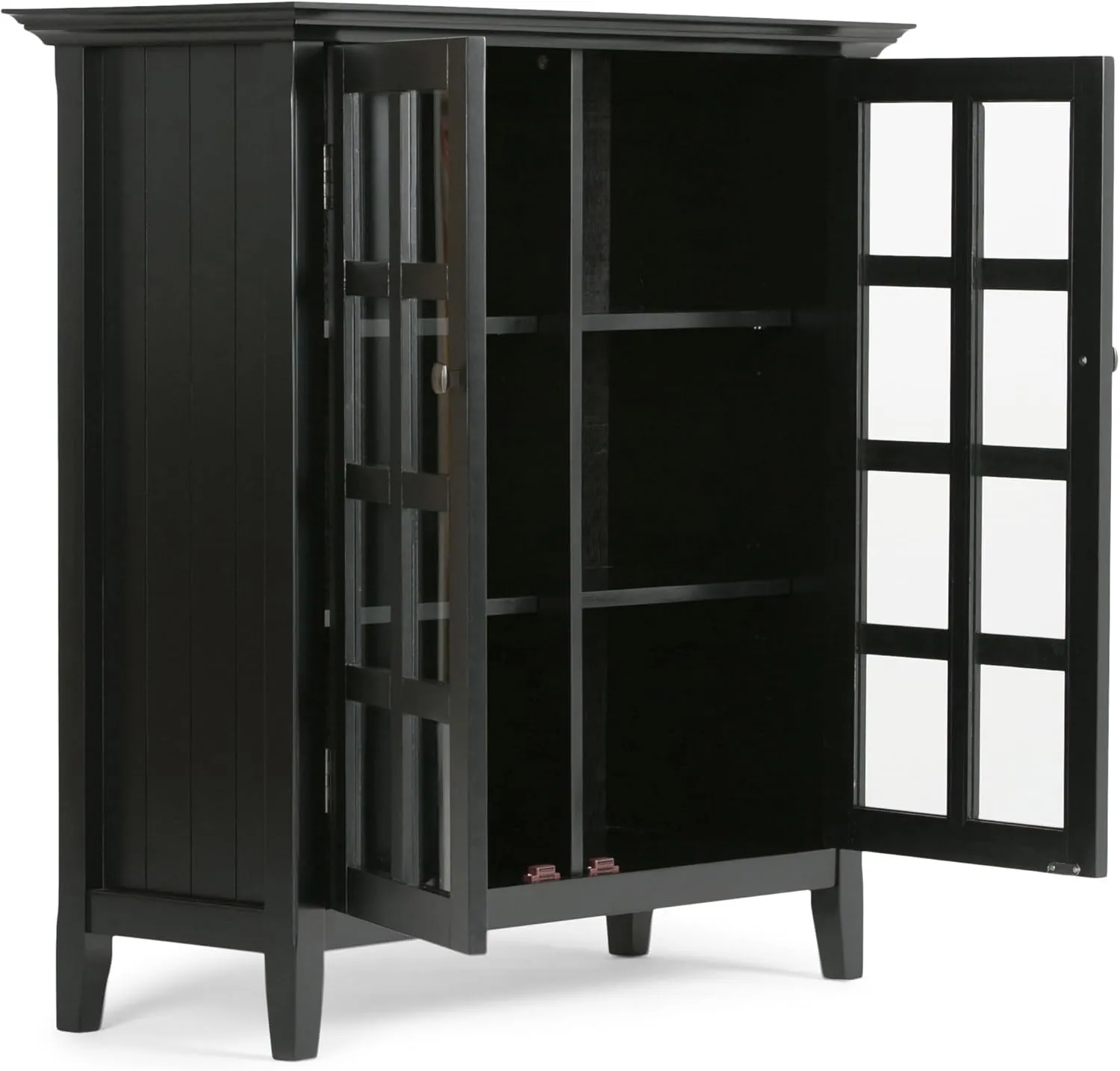 SIMPLIHOME Acadian SOLID WOOD 39 inch Wide Transitional Medium Storage Cabinet in Black for the Living Room, Entryway and Family Room