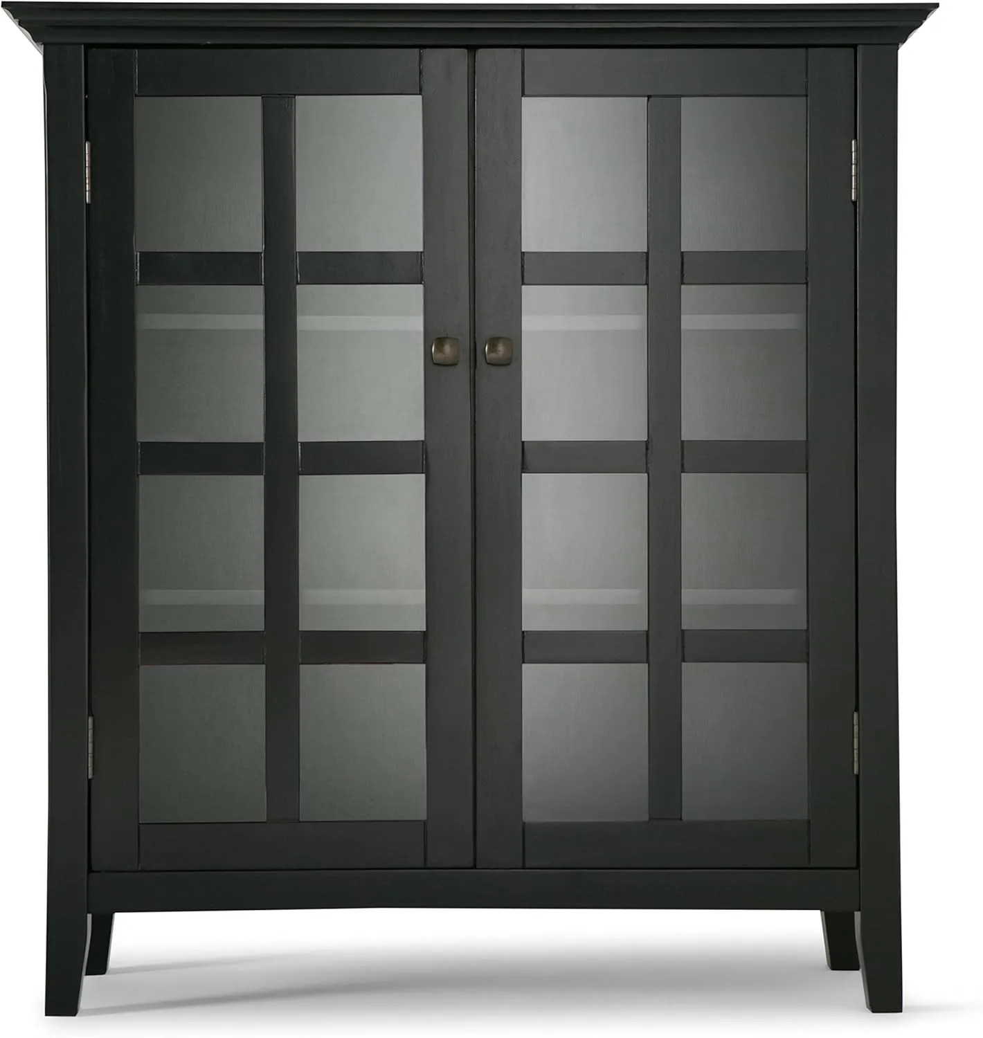 SIMPLIHOME Acadian SOLID WOOD 39 inch Wide Transitional Medium Storage Cabinet in Black for the Living Room, Entryway and Family Room