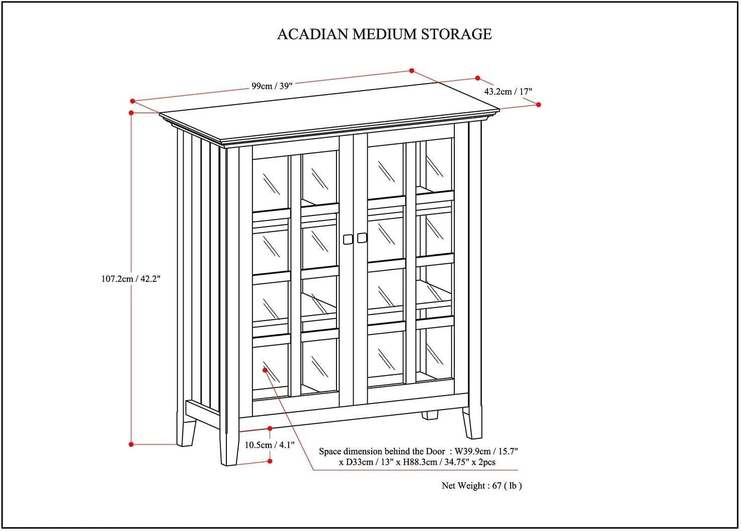 SIMPLIHOME Acadian SOLID WOOD 39 inch Wide Transitional Medium Storage Cabinet in Black for the Living Room, Entryway and Family Room