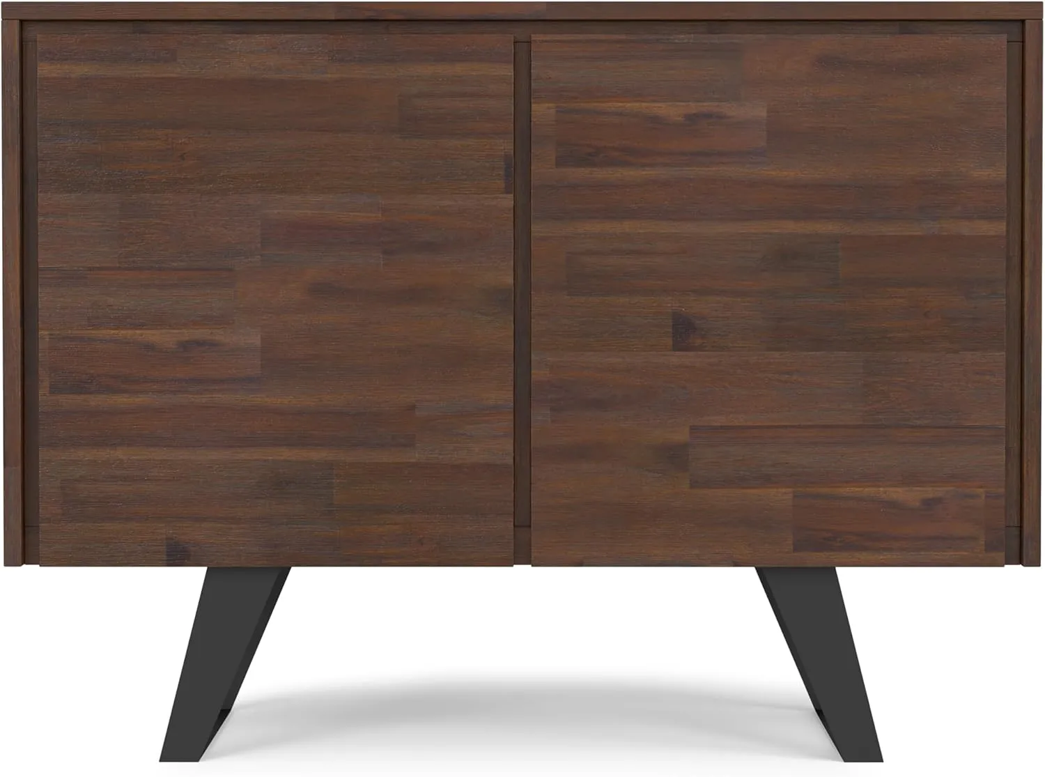 SIMPLIHOME Lowry Buffet - 41 inch Wide Solid Acacia Wood 2-Door Sideboard Buffet in Distressed Charcoal Brown, Modern Industrial Cabinet for Dining Room or Kitchen with Metal Base and Storage Shelf