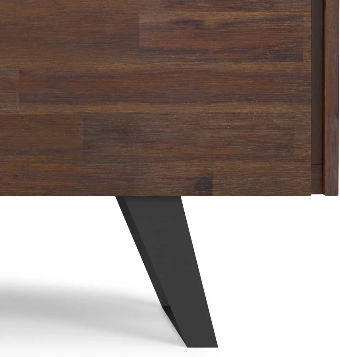 SIMPLIHOME Lowry Buffet - 41 inch Wide Solid Acacia Wood 2-Door Sideboard Buffet in Distressed Charcoal Brown, Modern Industrial Cabinet for Dining Room or Kitchen with Metal Base and Storage Shelf