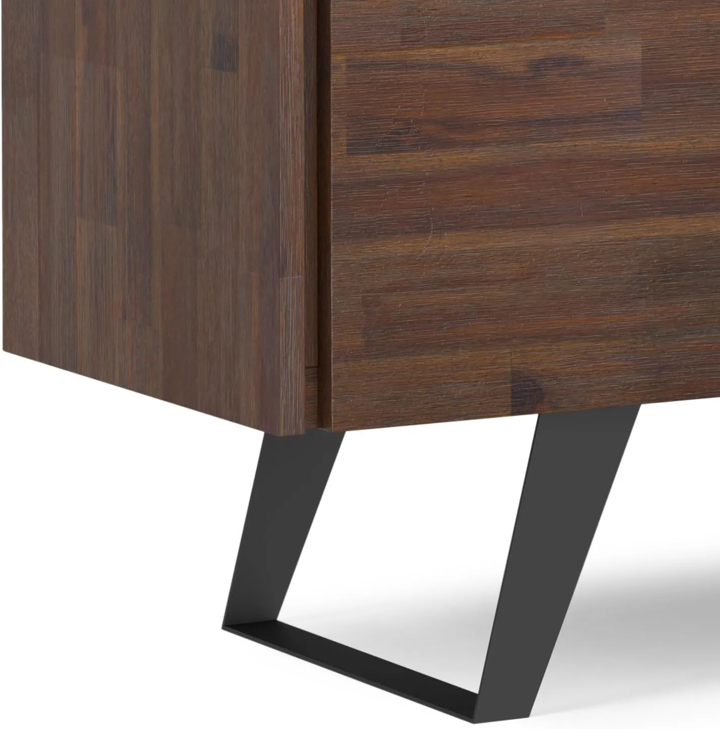 SIMPLIHOME Lowry Buffet - 41 inch Wide Solid Acacia Wood 2-Door Sideboard Buffet in Distressed Charcoal Brown, Modern Industrial Cabinet for Dining Room or Kitchen with Metal Base and Storage Shelf