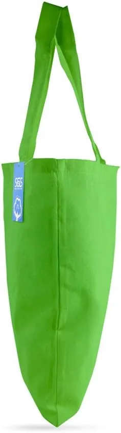 Simply Green Solutions Reusable Cotton Cloth Grocery Craft Bag, 15 x 16 Reusable Tote with Handle, Pack of 5, Lime Green