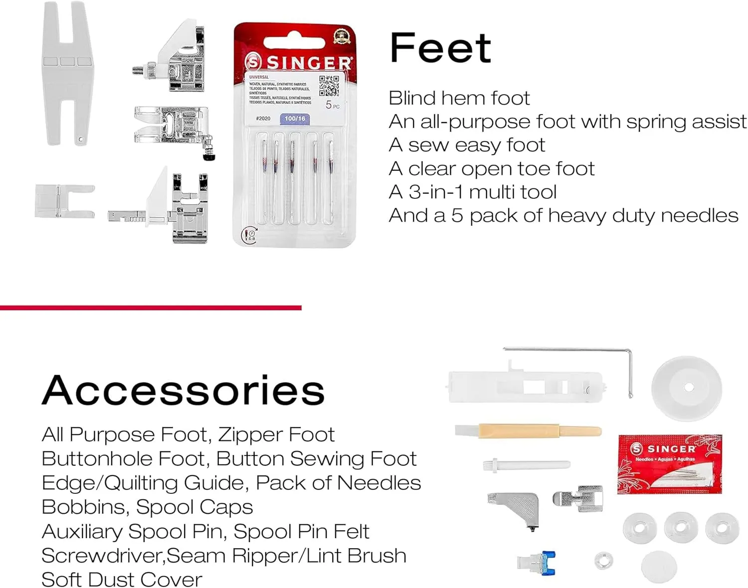 SINGER Heavy Duty 4423 High Speed Sewing Machine with Accessory Kit | Strong Motor With Enhanced Piercing Power, 97 Stitch Applications, Full Metal frame, 1-step Buttonhole & LED Light
