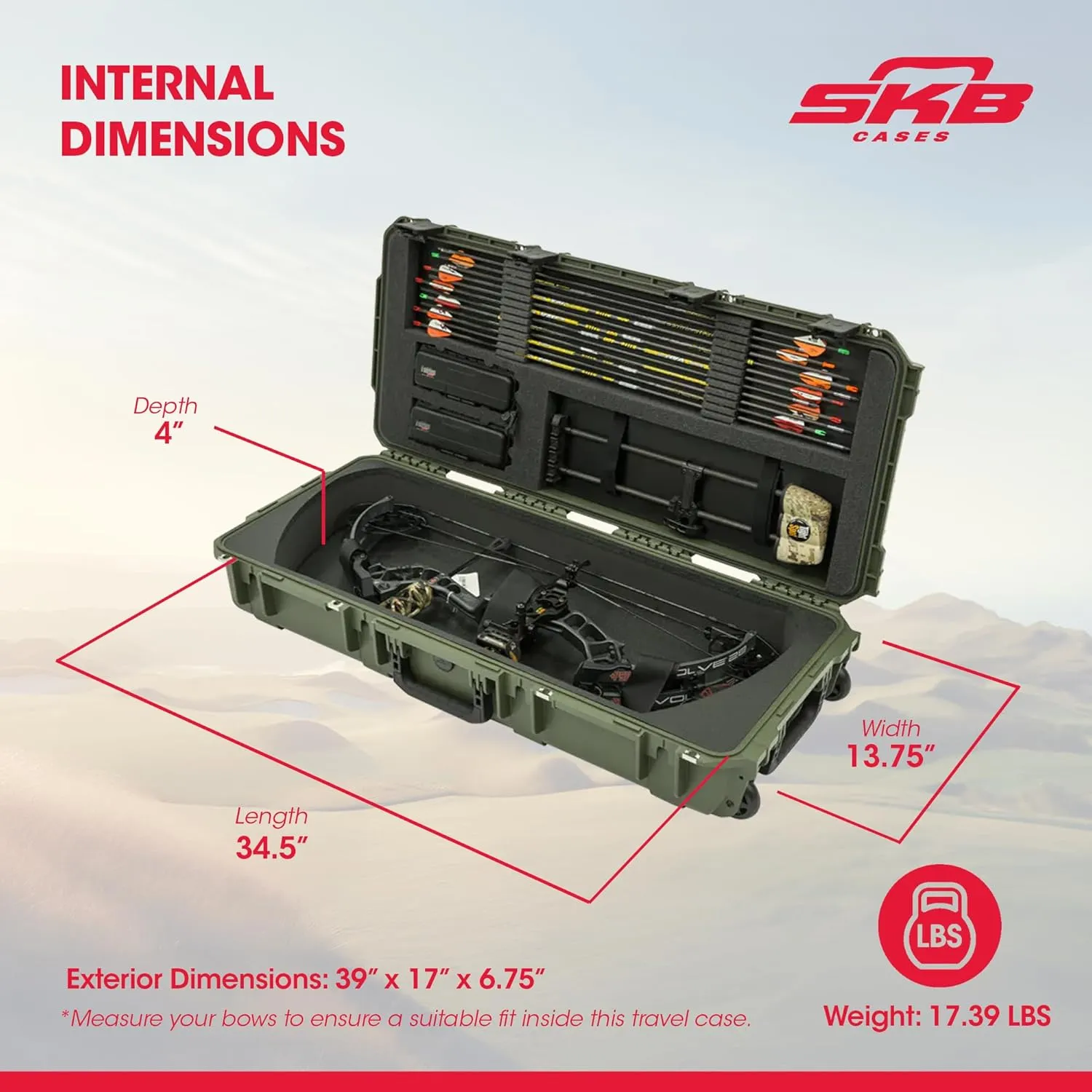 SKB Mathews Hard Shell Compound Bow and Arrow Archery Case with Wheels
