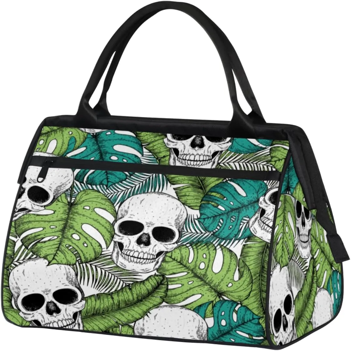 Skull Tropic Leaf Weekender Bags for Women 25L Small Travel Duffel Bag Teen Girl Overnight Tote Bags Ladies Gym Duffle Carry On Bag