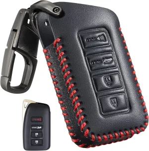 Slohif Key Fob Cover Keychain Accessories for Lexus for ES is GS NX LS RX RC GX F 300 300h 350 200t 250 450h 460 600h 4 Buttons, Leather Case D-Ring Hook(Black)