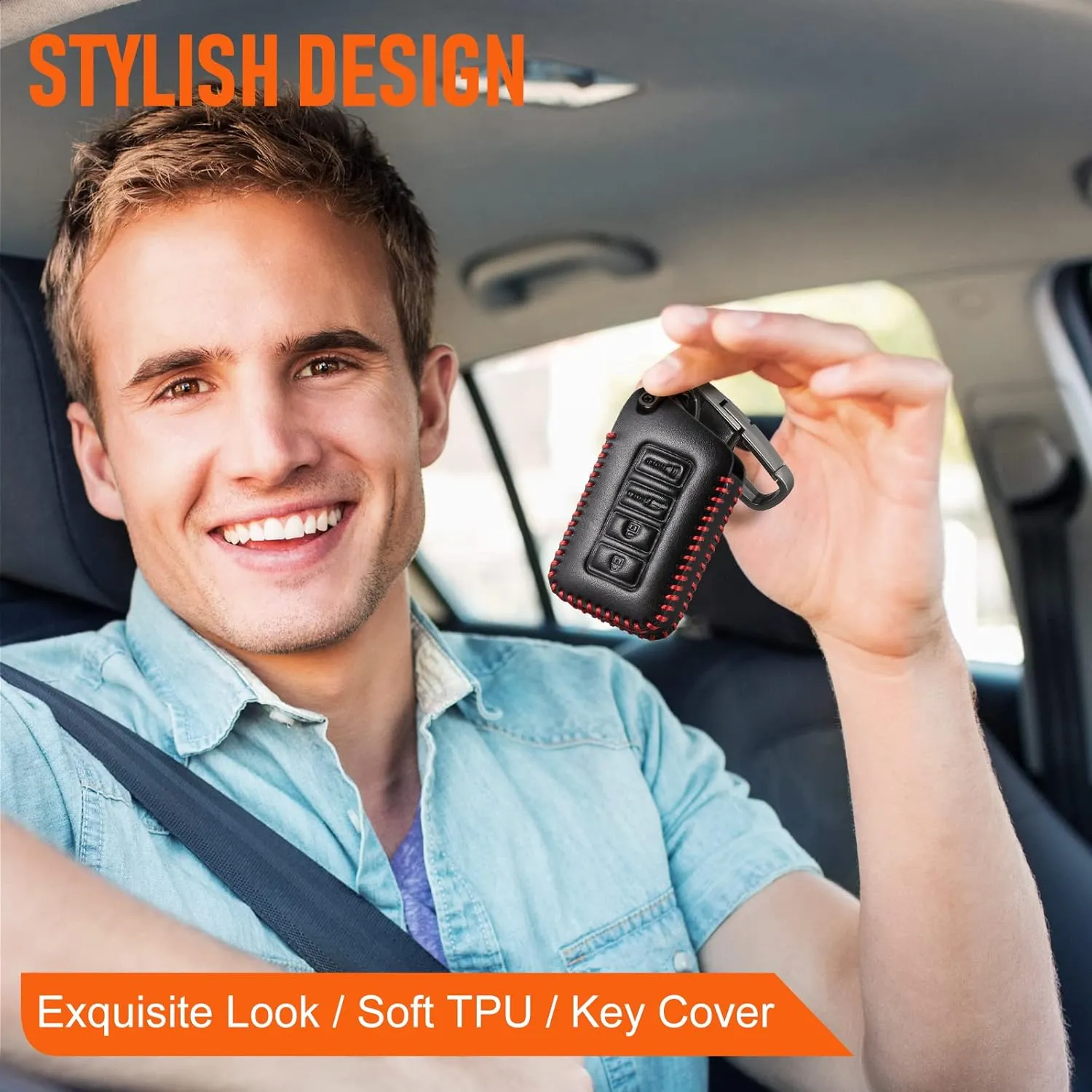 Slohif Key Fob Cover Keychain Accessories for Lexus for ES is GS NX LS RX RC GX F 300 300h 350 200t 250 450h 460 600h 4 Buttons, Leather Case D-Ring Hook(Black)