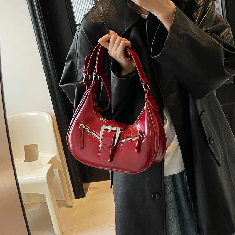Small Belt Design Faux Leather Shoulder Bags
