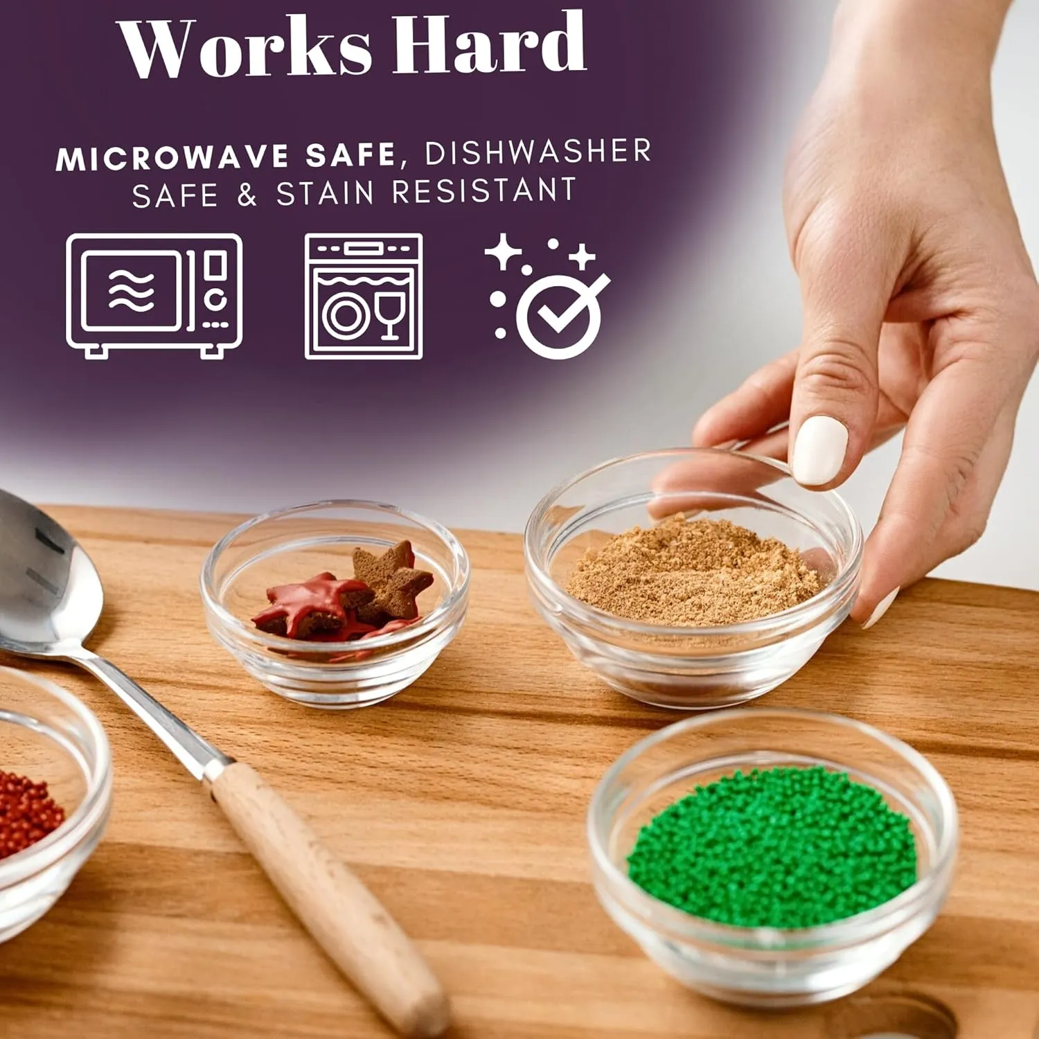 Small Glass Cooking Bowls, 4-ounce, Microwave and Dishwasher Safe - Stackable Glass Mise en Place Ramekins Set of 6