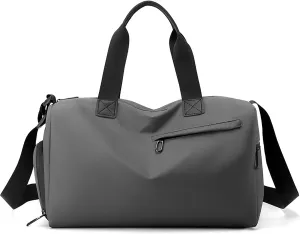 Small Gym Bag with Wet Pocket Shoes Compartment Weekender Overnight Bag Travel Duffle for Yoga Fitness Sports (Gray)