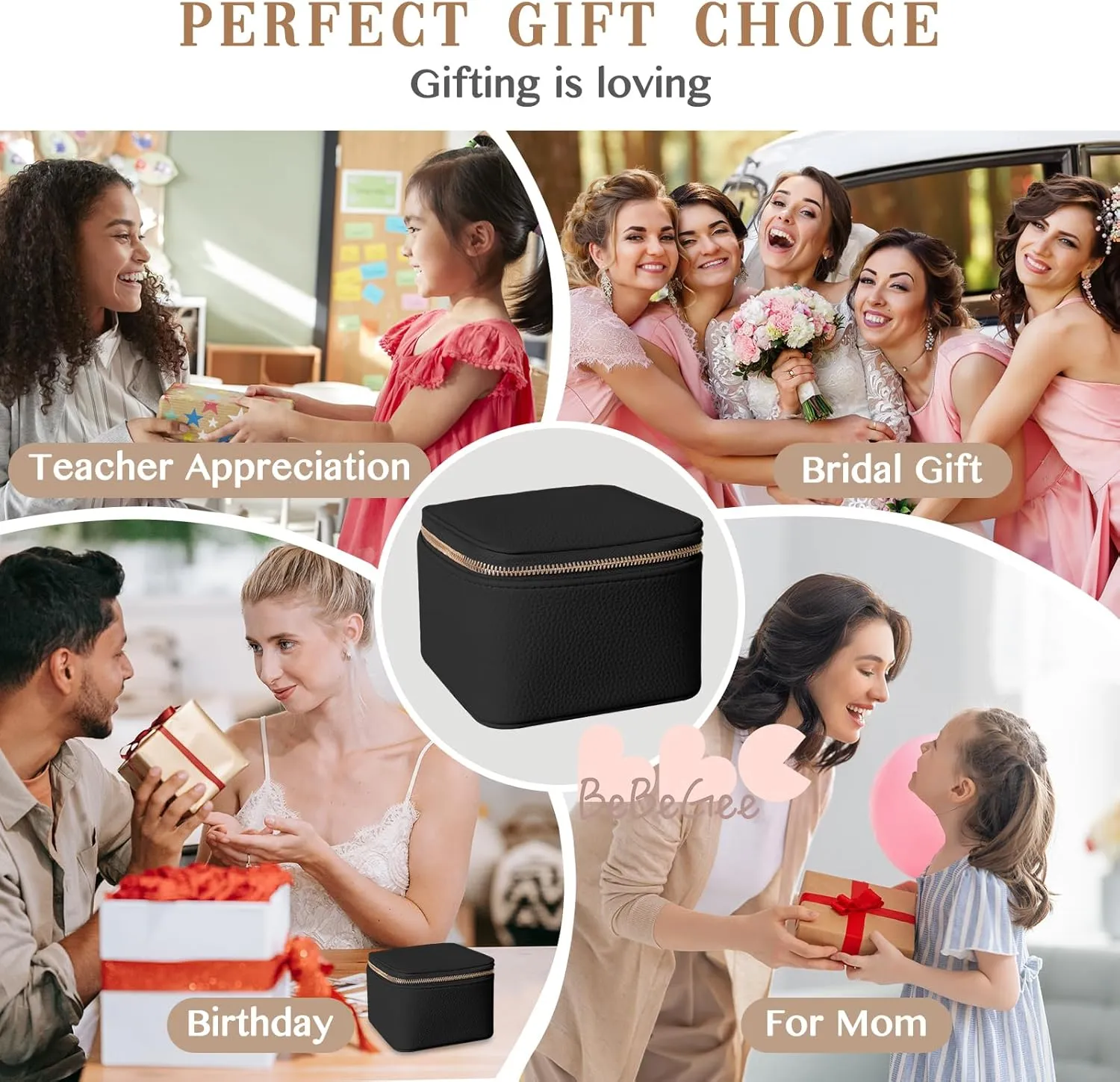 Small Jewelry Box Organizer,[with 6 Premium Jewelry Zipper Pockets],Travel Jewelry Case Mini Pouch Birthday Gifts for Women Mothers Day Bridesmaid Gifts, Travel Essentials Accessories(Black)…