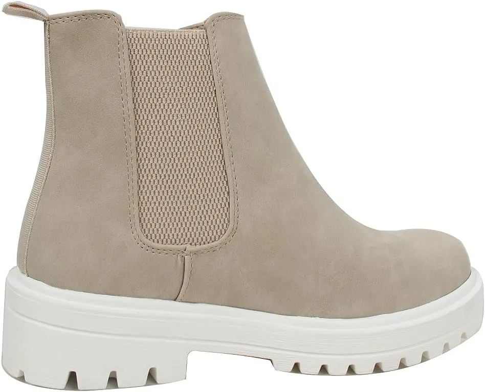 Soda Women's Faux Leather Round Toe Chelsea High Top Platform Ankle Boot