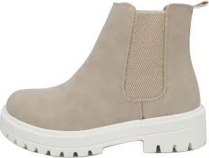 Soda Women's Faux Leather Round Toe Chelsea High Top Platform Ankle Boot