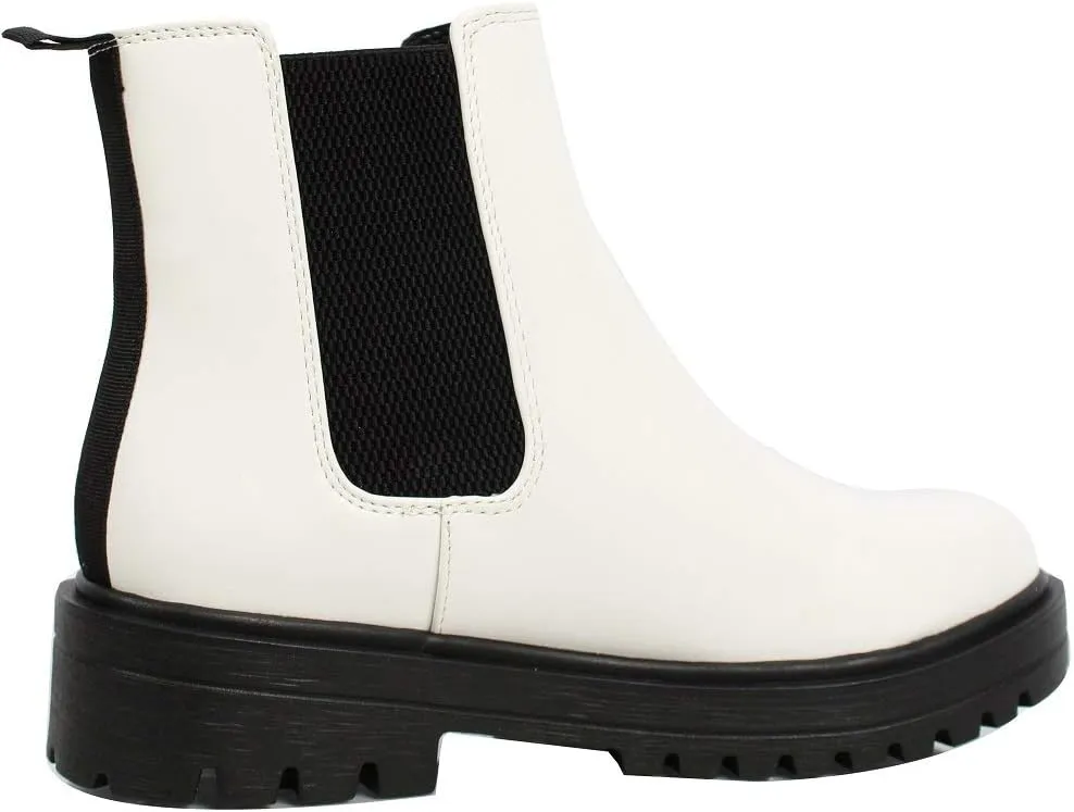 Soda Women's Faux Leather Round Toe Chelsea High Top Platform Ankle Boot