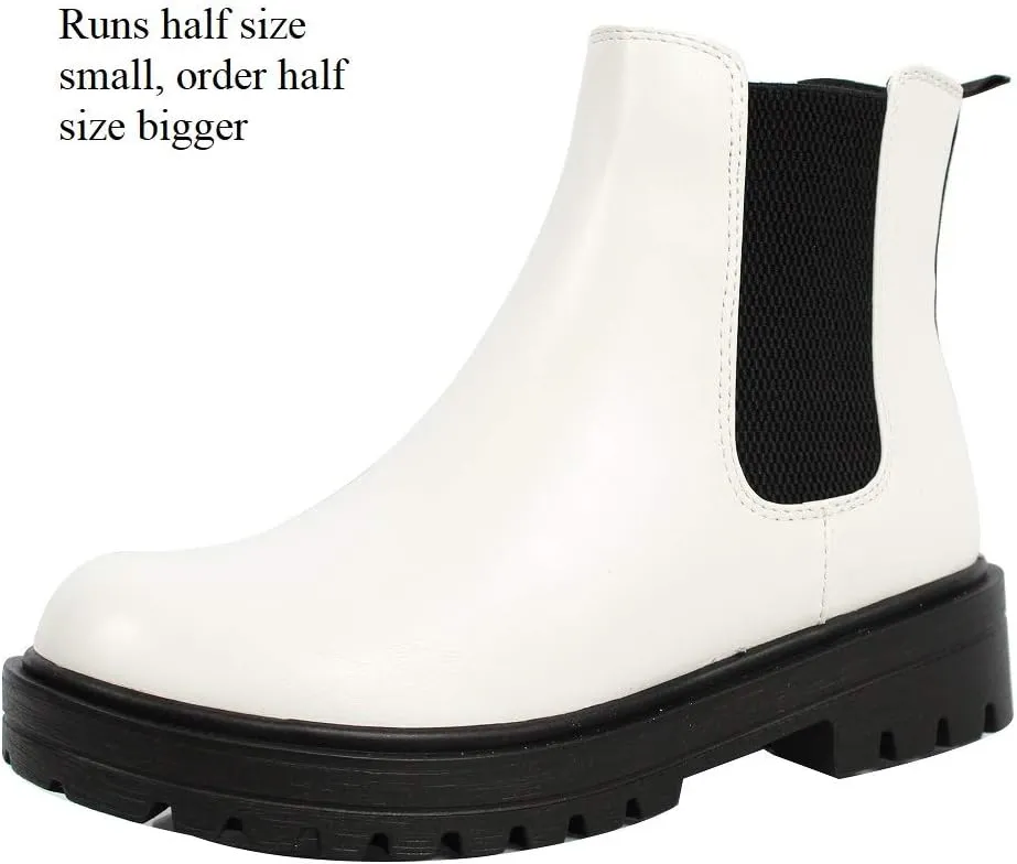 Soda Women's Faux Leather Round Toe Chelsea High Top Platform Ankle Boot