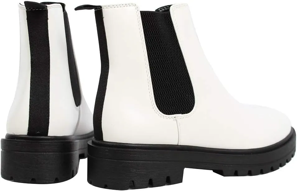 Soda Women's Faux Leather Round Toe Chelsea High Top Platform Ankle Boot