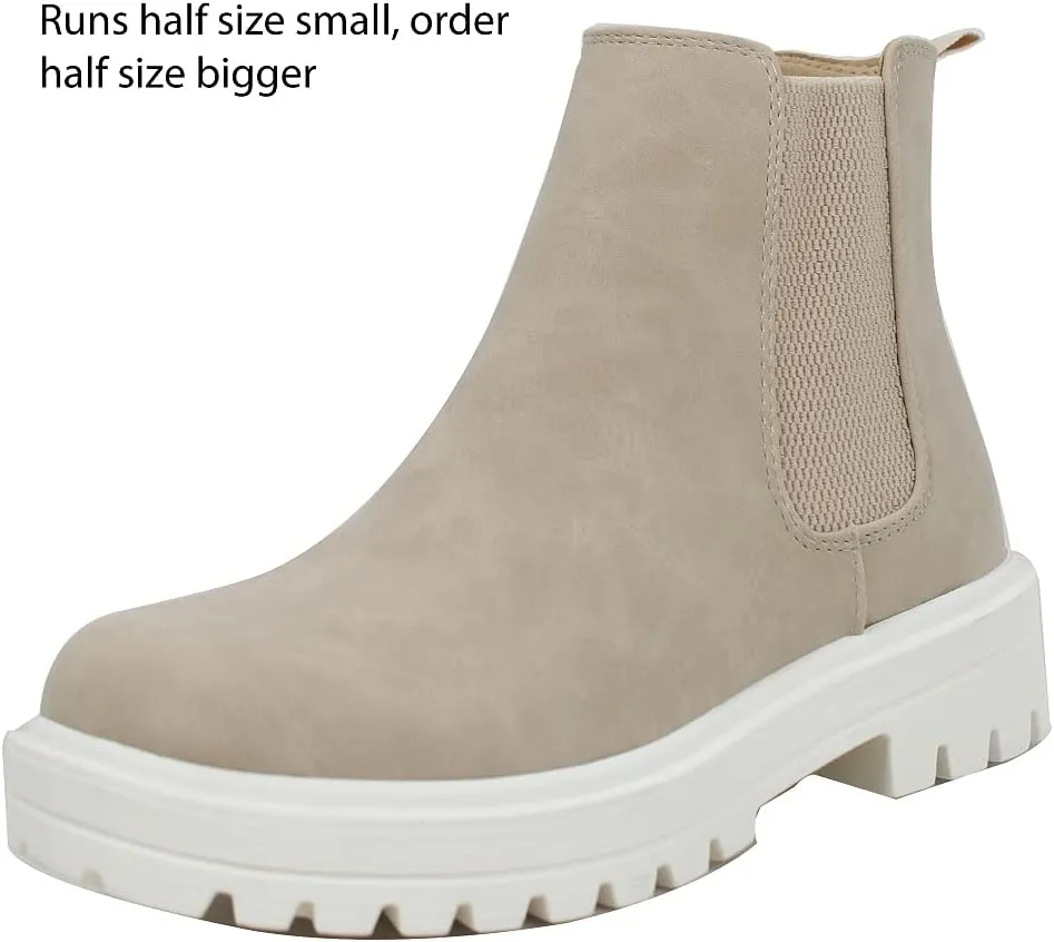 Soda Women's Faux Leather Round Toe Chelsea High Top Platform Ankle Boot