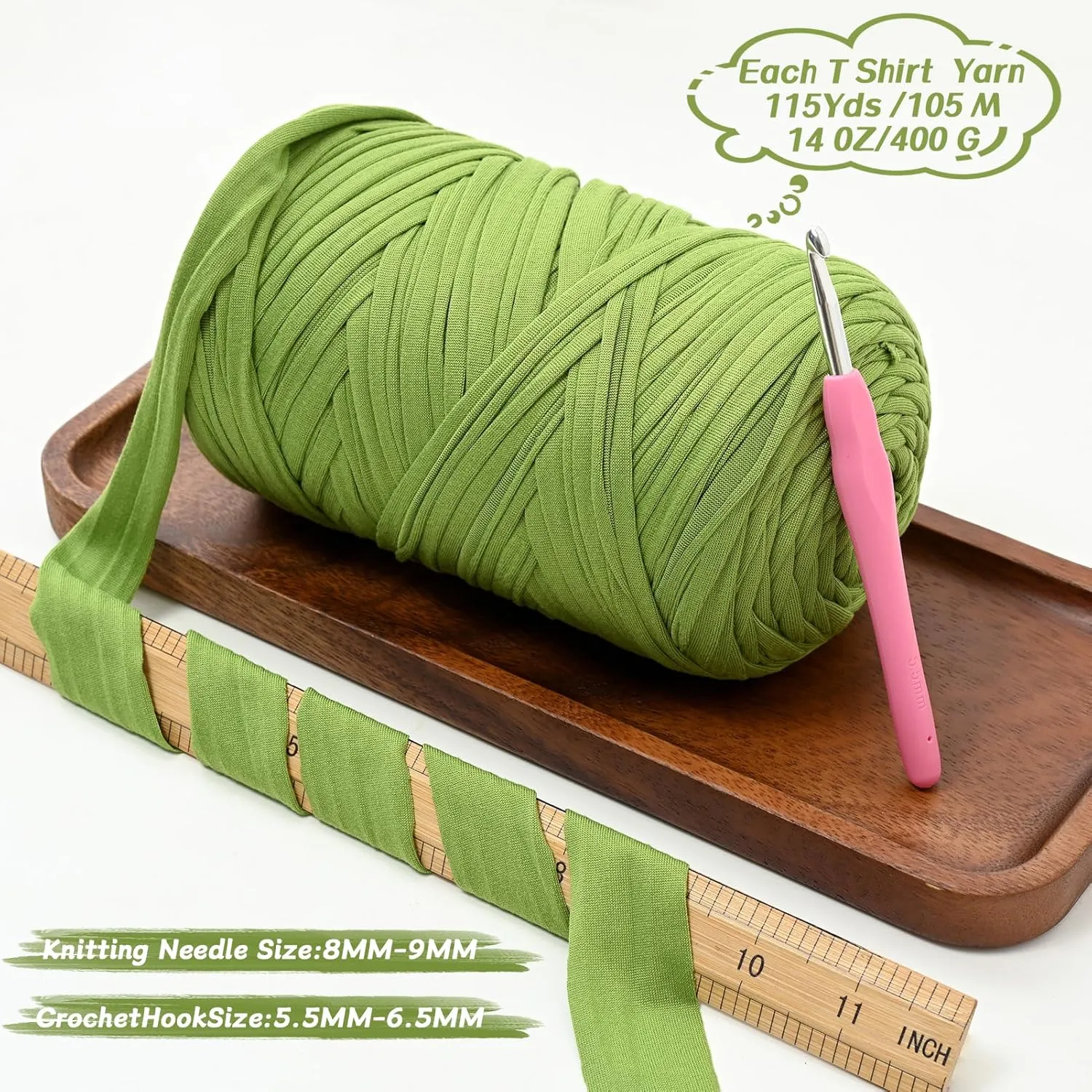 Soft Tshirt Crochet Yarn, 400g/114yds High Elastic Hand Knitting Yarns, Thick T Shirt Yarn for Crocheting Bags, Baskets, Cushions, DIY Crafts（Deep Lake Blue）