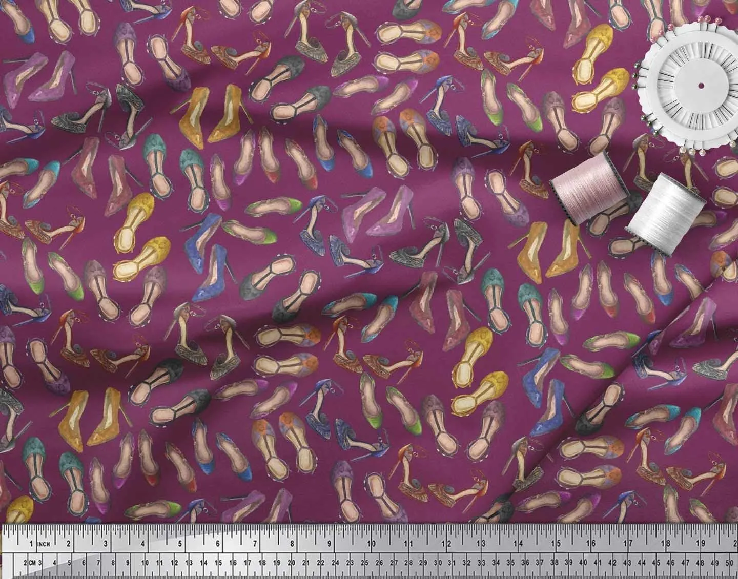 Soimoi Velvet Fabric Bellies & High Heels Fashion Decor Fabric Printed Yard 58 Inch Wide