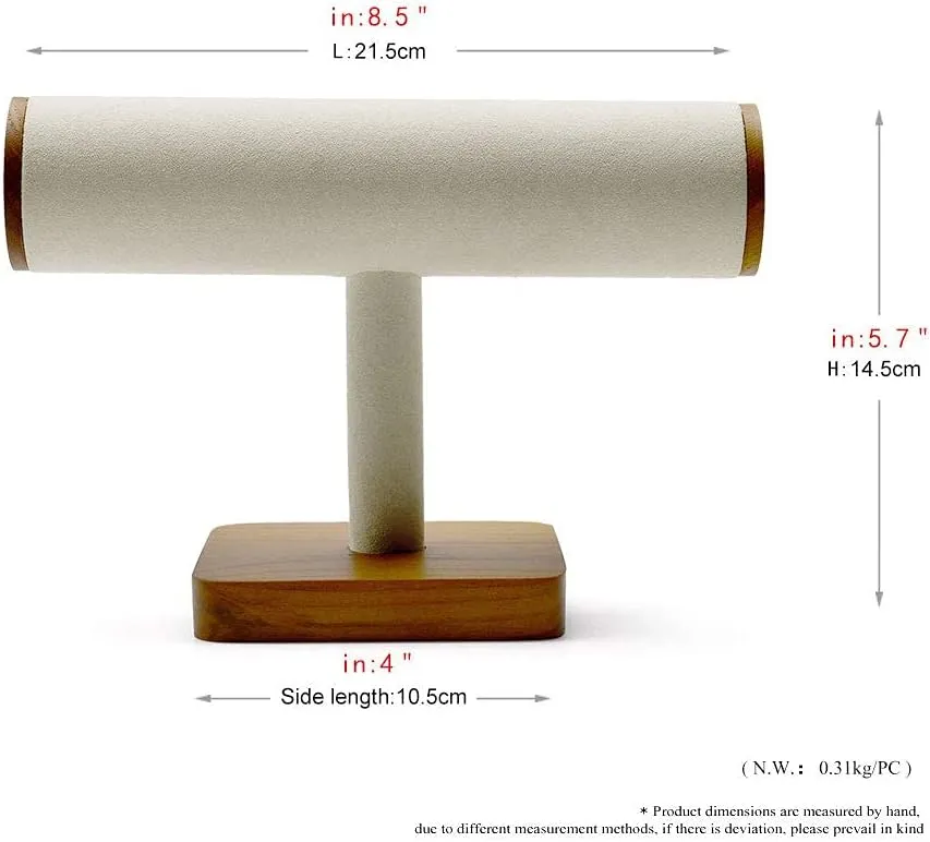 Solid Wood Bracelet Watch Organizer Display Stand T-bar Jewelry Bracelet Display