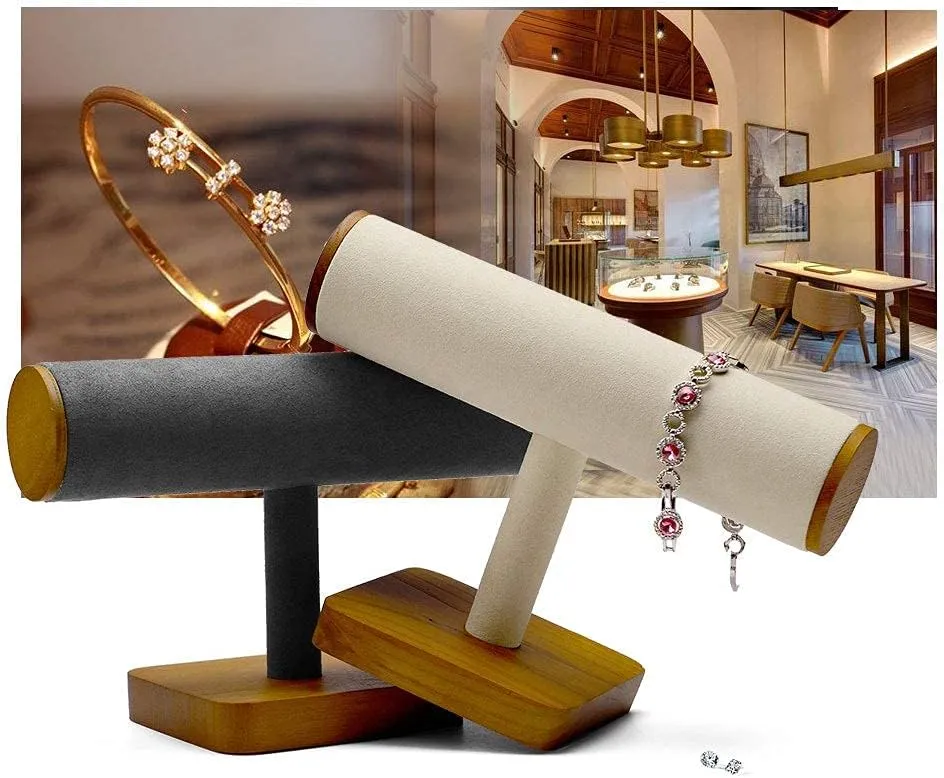 Solid Wood Bracelet Watch Organizer Display Stand T-bar Jewelry Bracelet Display